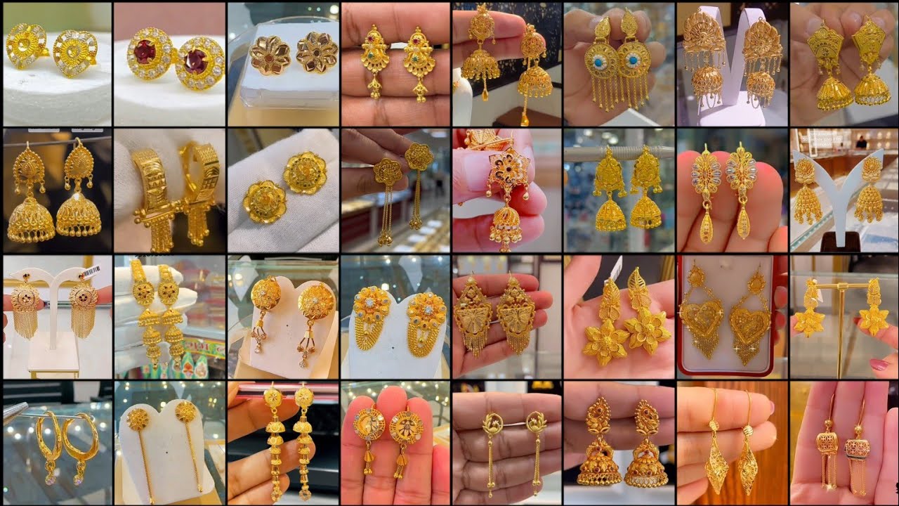 Hanging earrings designs 2023 in gold with price || new gold sui dhaga earrings  designs || - YouTube